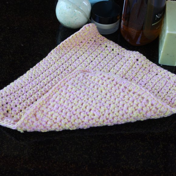 NEW 💖 Cotton Washcloth Pink Yellow Hypoallergenic Hand Crafted - Picture 2 of 10